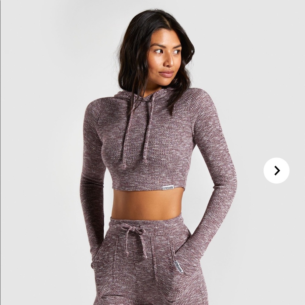 Gymshark Slounge Cropped Hoodie in Red Marl Size S